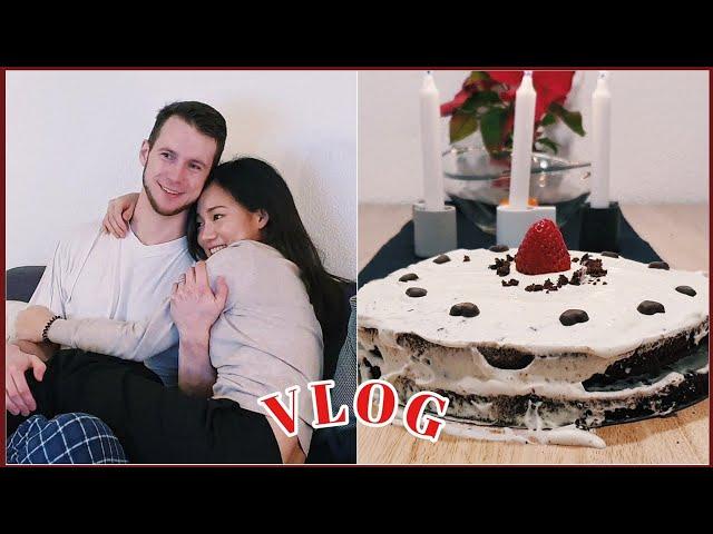 Sub) International Couple Vlog | Sweet Chocolate Cake and  on romantic Valentine's Day 