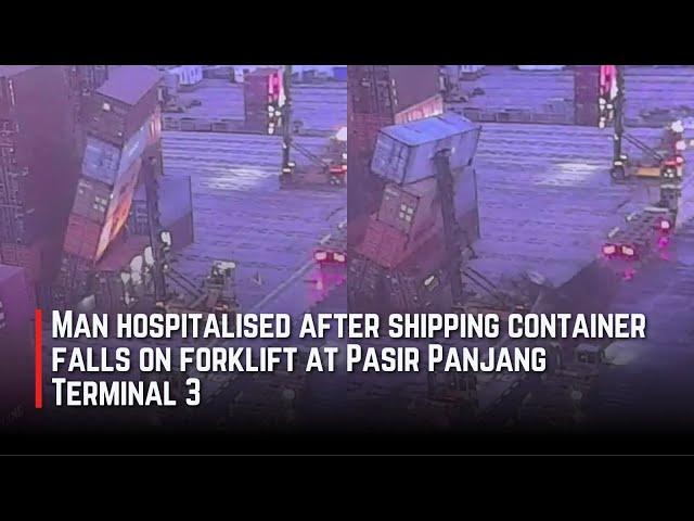 Man hospitalised after shipping container falls on forklift at Pasir Panjang Terminal 3