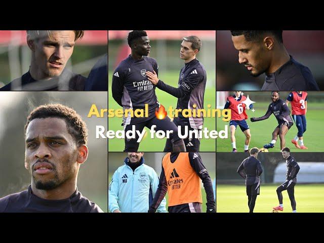 ARSENAL TRAINING TODAY READY FOR Manchester united | saka,odegaard, rice, timber,saliba,Gabriel