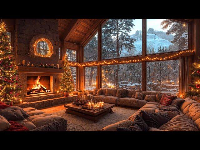 Warm Christmas Jazz Instrumental Music  Christmas Fireplace Crackling Sounds  Christmas Ambience