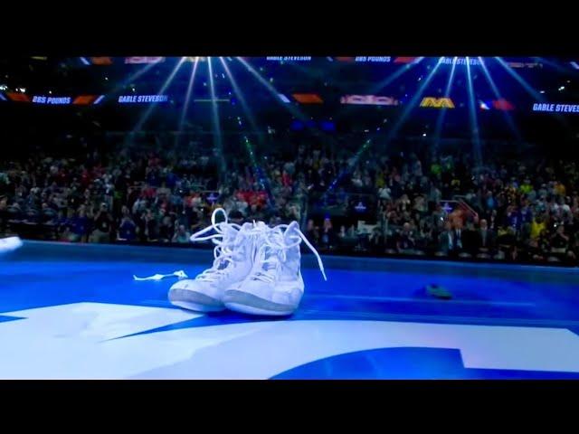 Gable Steveson - Retires - Shoes Placed at Mat Center 