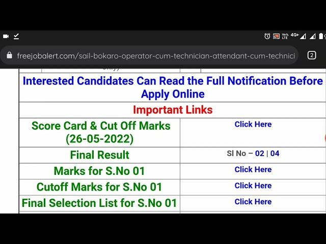 SAIL Attendant cum Technician Trainee  Score Card & Cut Off Marks Released #SAIL