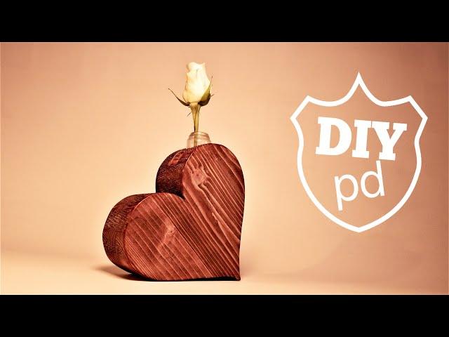 Light Bulb Vase Craft - Wooden Flower Heart Vase | DIY Upcycle Decor Ideas