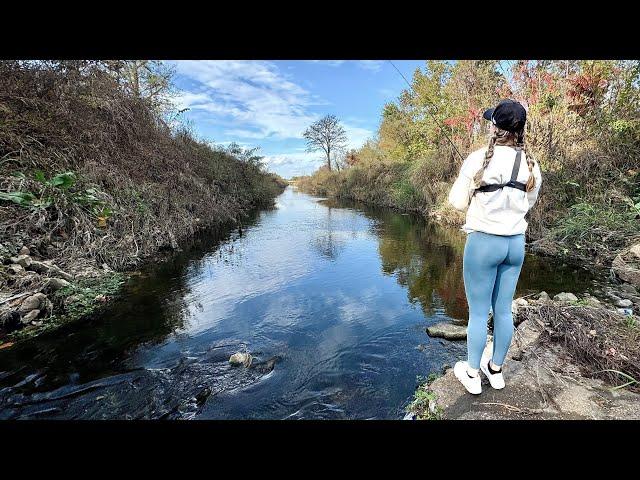 She SMASHED Them In This TINY DITCH!!! (BIG Fish)