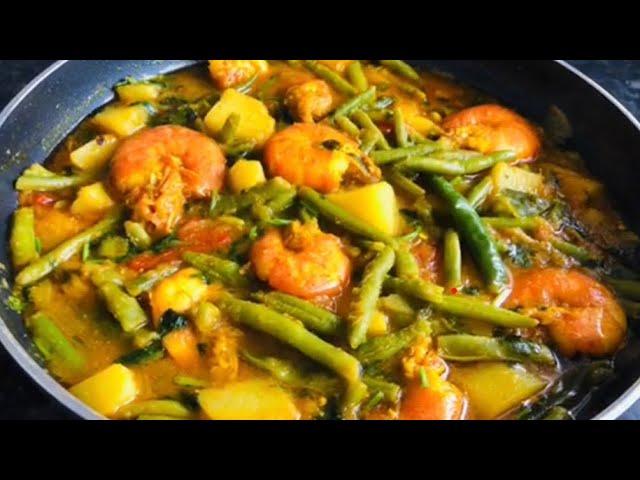 বরবটি দিয়ে মজাদার চিংড়ি•Delicious Prawn Fish with Green Beans&Potatoes