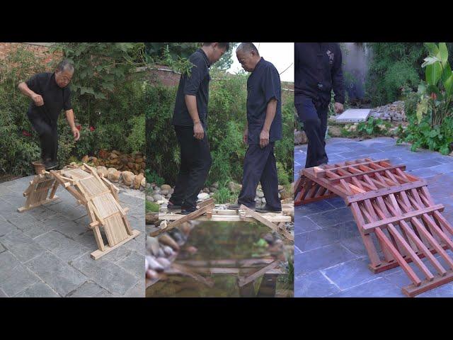 Demonstration of the production of four different wooden arch bridge structures