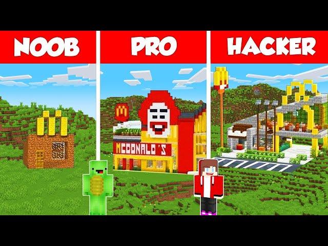 McDonald’s Restaurant Build Battle Challenge - JJ vs Mikey - Noob vs Pro - Minecraft Maizen