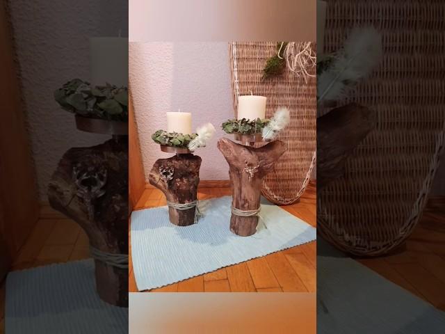 Kerzenständer * Altholz und JEANS DIY #upcycling #holzdeko #wooddecoration #candleholder #treibholz