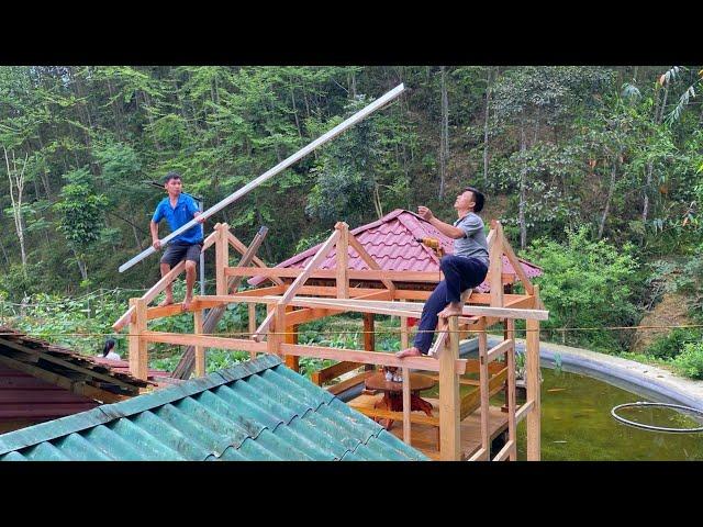 Day 15 DAU & PHIN built a dream wooden floating barracks for TU - Forest life skills DT