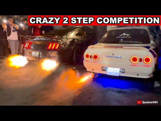 CRAZIEST 2 Step Competition! Skyline GT-R R32 vs Mustang vs Camaro vs 350Z vs GTR R35