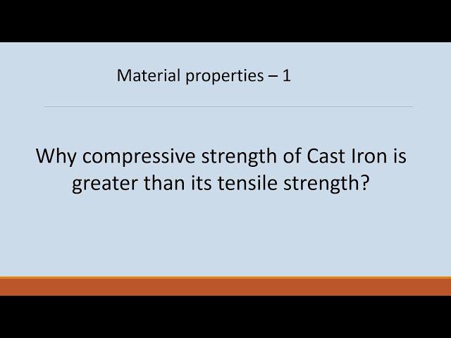 Why compressive strength of cast iron is greater than its tensile strength?