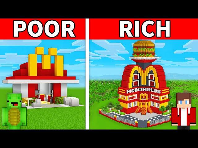 JJ and MIkey: POOR vs RICH MCDONALDS Battle in Minecraft - Maizen