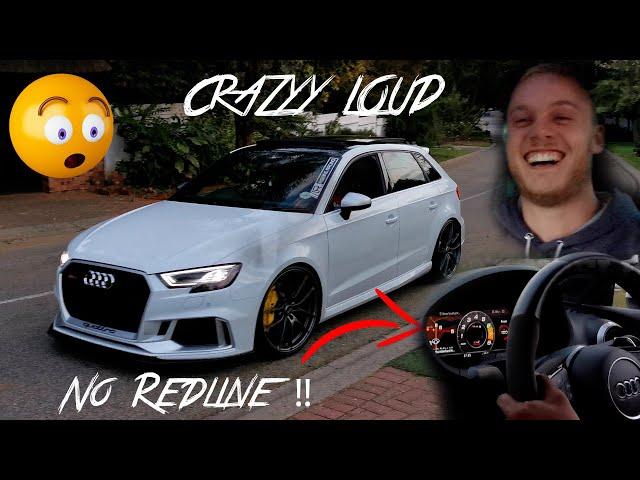 MY MATES NEW AUDI RS3 IS INSANE!!!!!! *CRAZY LOUD!* - 4 WHEELS SPINNING!!