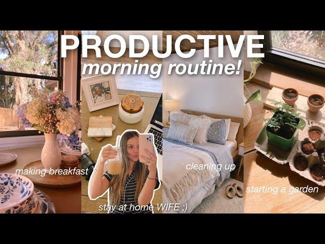 my PRODUCTIVE morning routine! | cooking, cleaning,  + getting ready for the day!