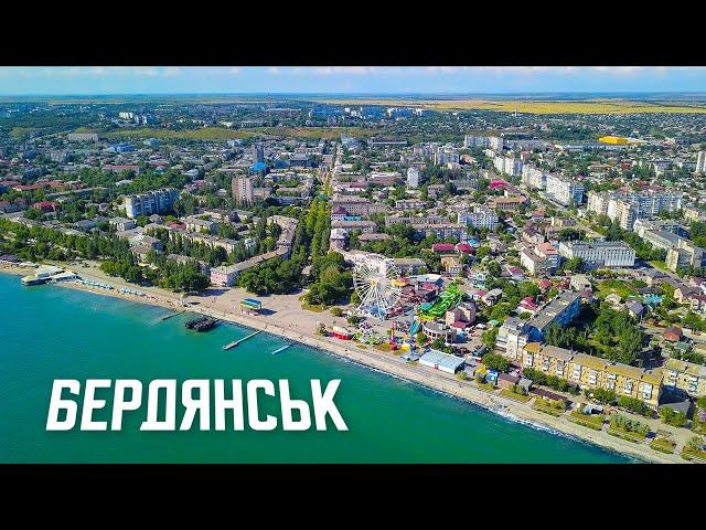 [4K] Berdiansk and Berdiansk Spit Aerial View. Zaporizhzhia Oblast. Ukraine