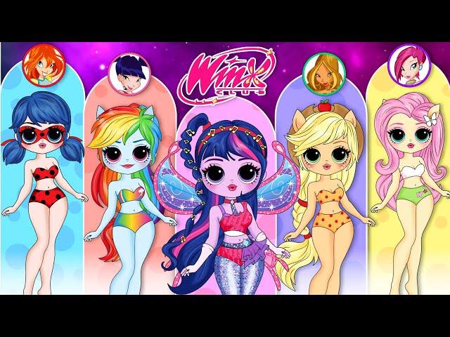 MLP Twilight Sparkle & Ladybug Become Winx Club | DIYs Paper Doll & Craft