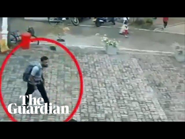 CCTV footage shows suspected Sri Lanka suicide bomber entering church