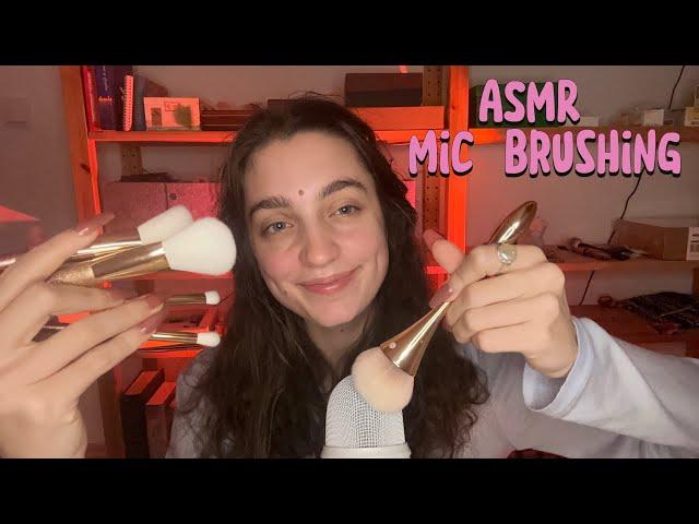 ASMR Mic Brushing // testing my new brushes️️ (on fluffy & foam cover + bare mic)