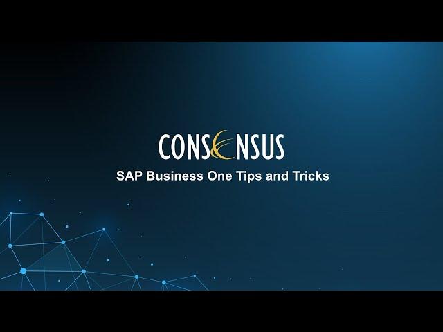 SAP Business One Tips and Tricks