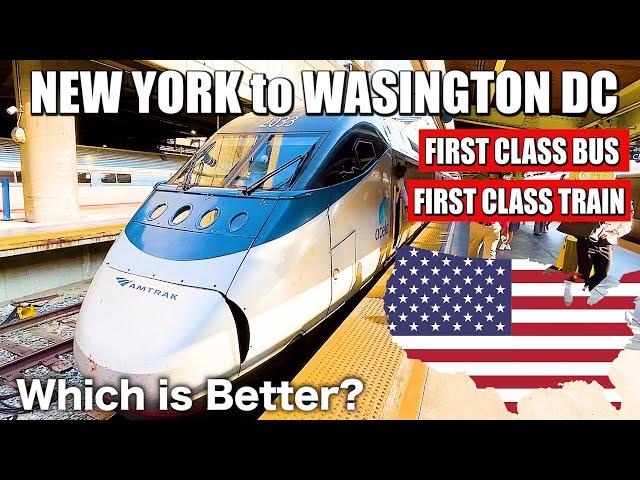 New York to Washington DC by America's First Class Train & Bus | Amtrak Acela & The JET