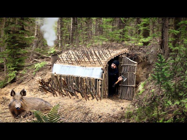 Building a warm shelter to protect against wild boar attacks