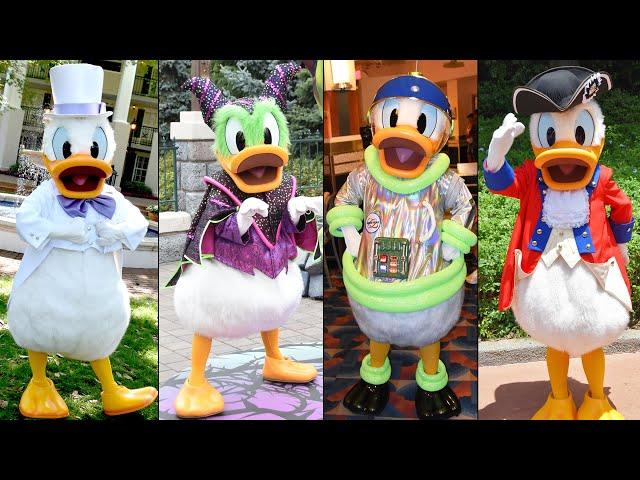 Donald Duck Character Montage From Various Disney Parks, Events & Years - WDW, DLP, Disneyland