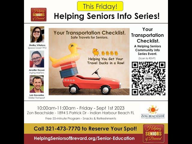 Helping Seniors of Brevard September 2023 Education Series: Your Transportation Checklist