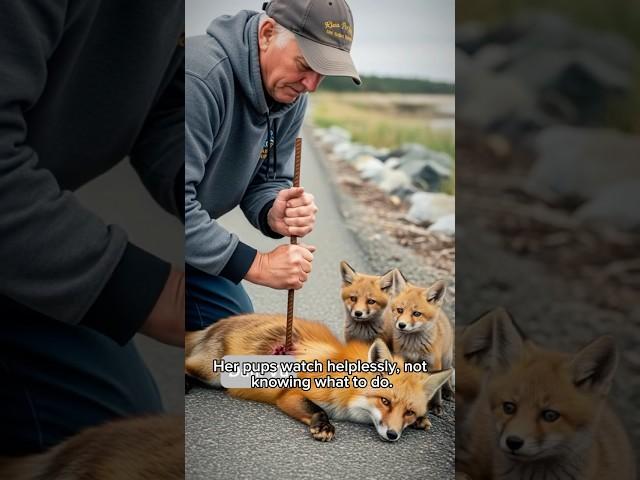 Wounded Fox Mom Saved Just in Time Her Babies Were Watching! #shorts