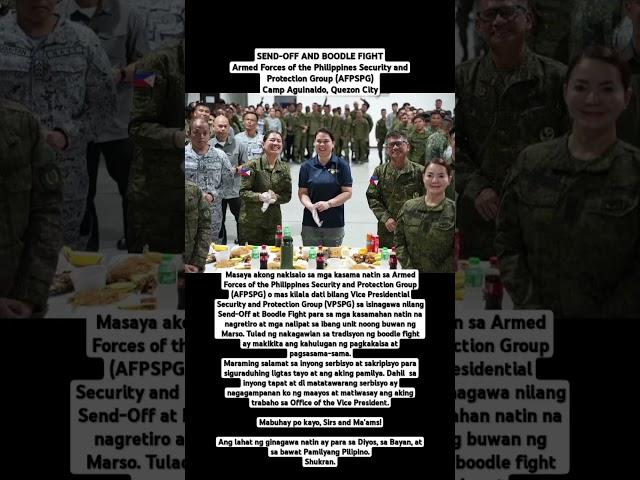 VP SARA SEND-OFF AND BOODLE FIGHT AFP Security and Protection Group,Camp Aguinaldo,Quezon City