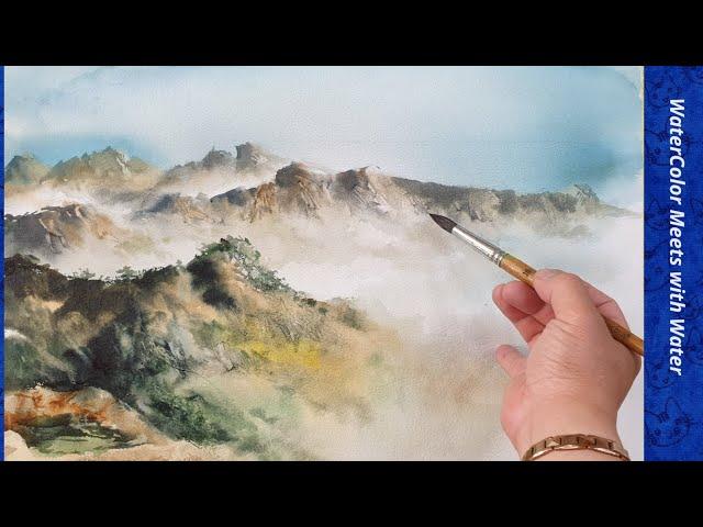 (명산기행1)외계인 그림?/명산에 피어나는 물안개 그리는법Is it an alien painting?/ How to draw water fog in a famous mountain