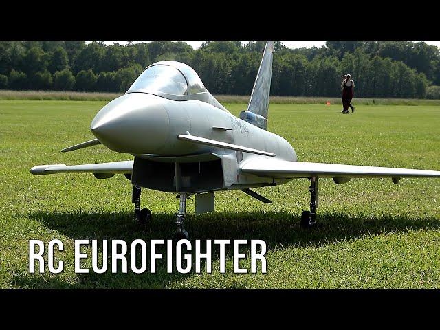 Large RC Jet Eurofighter Typhoon Scale Model Turbine Powered Flies at Flight Show