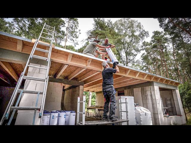 Dach bauen in 5 Tagen - das Pultdach der Waldhütte ist fertig 