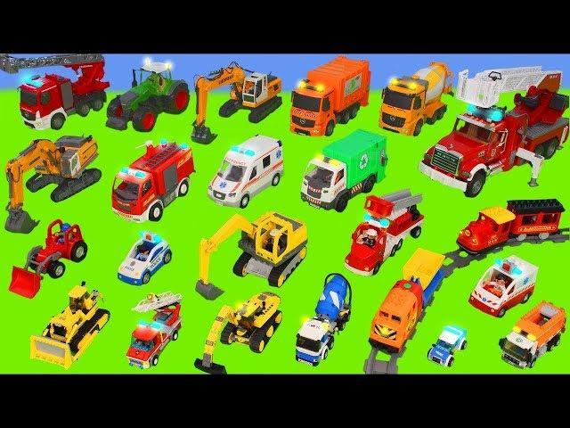 Excavator, Tractor, Fire Truck, Garbage Trucks & Police Cars Toy Vehicles for Kids