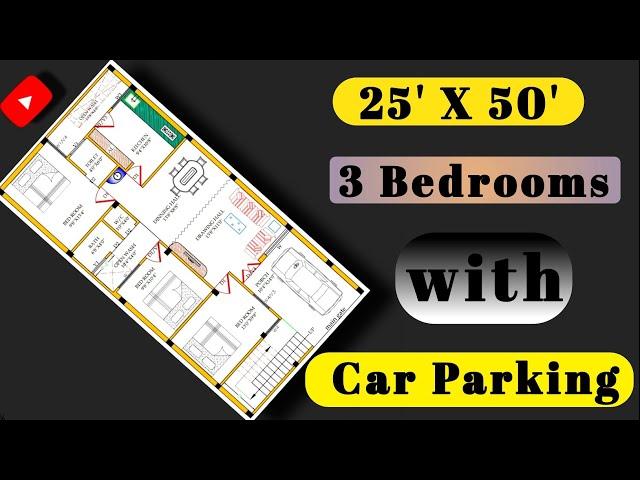 25*50 3bhk house design with Car Parking | 1250 sqft house plan