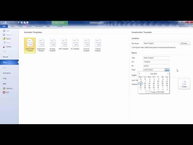Powerproject Lesson 1 - Create a new project