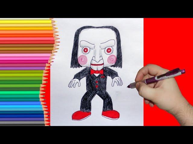 How to draw Billy, SAW, Как нарисовать Билли, ПИЛА