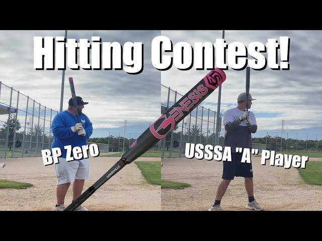 Challenging an A player in a hitting contest with the HB Exclusive Louisville Slugger BCA Genesis!