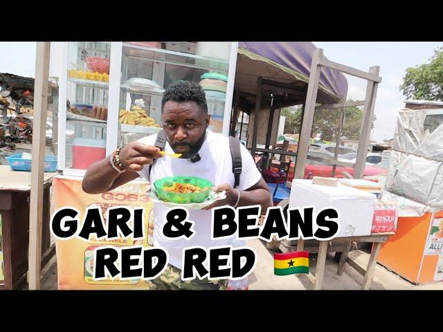 Trying Ghanaian Street Food In Accra Ghana- Gari And Beans