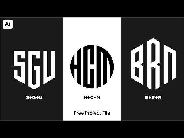  Design Your Own Monogram Logo in Any Shape | Illustrator Beginner Tutorial + Free Project File!