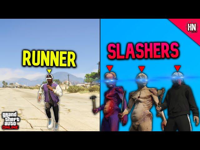 ON FOOT CROSS MAP ManHunt vs 3 HUNTERS | GTA 5