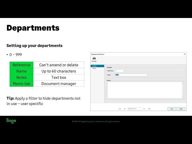 Sage 50 Accounts (UK) - Departments