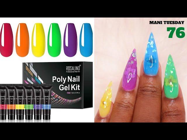 POLYGEL NAIL TUTORIAL FOR BEGINNERS | NEON STILETTO POLYGEL NAIL SET | ROSALIND NEON POLYGEL KIT