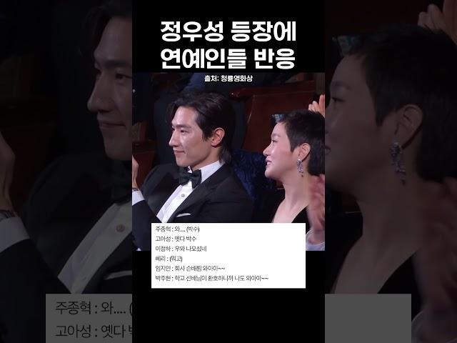 청룡영화상 정우성을 본 연예인들 반응 #정우성 #청룡영화상