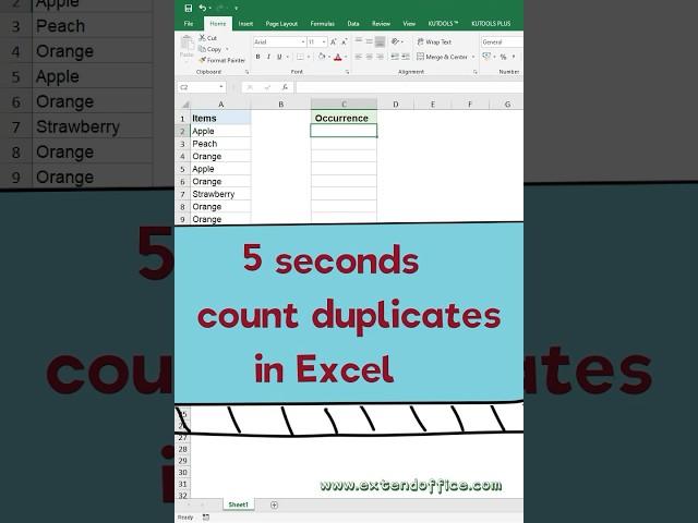 5 seconds to count duplicates in Excel