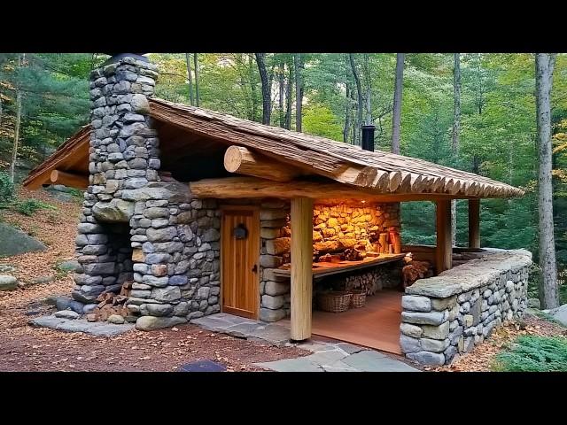 Man Builds House with STONES and LOGS in the Forest | by @bogdanintheforest4382