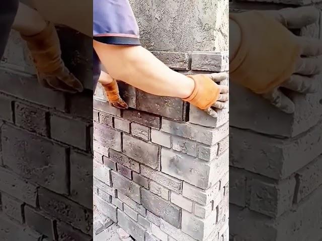 Workers Installing 3D Brick Wallpaper: Affordable Home Renovation Solution#village #lifestyle #craft