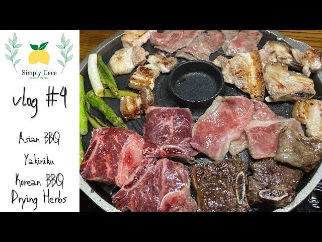 Vlog | Asian BBQ at home (Yakiniku & Samgyeopsal) & Drying Herbs