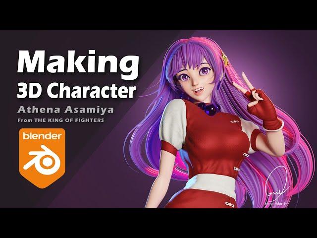 Making KOF 3D Characters Process in Blender -Athena Asamiya _Sculpting & Retopology