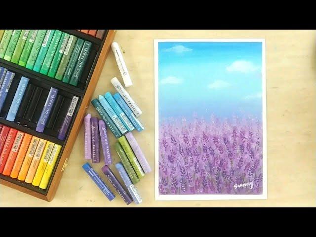 초보자를 위한 오일파스텔 그림 강좌 | 라벤더 꽃밭( oil pastel drawing)