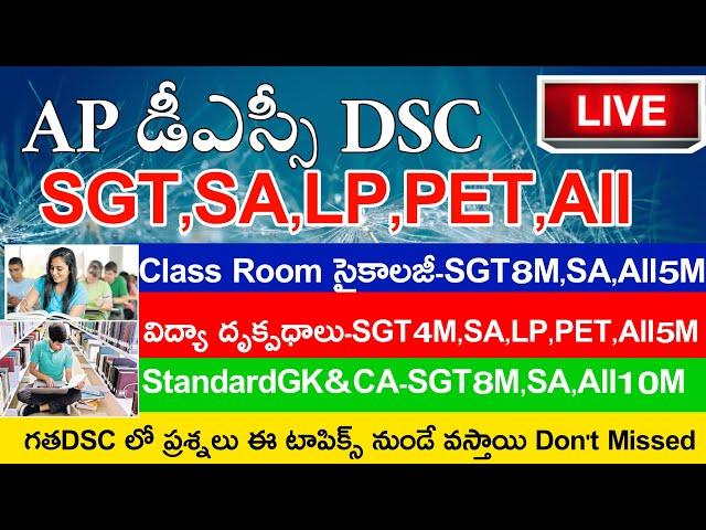 Ap Dsc Model Papers with Answers | Ap Dsc Class Room Psychology | Gk | Perspectives in Education |CA